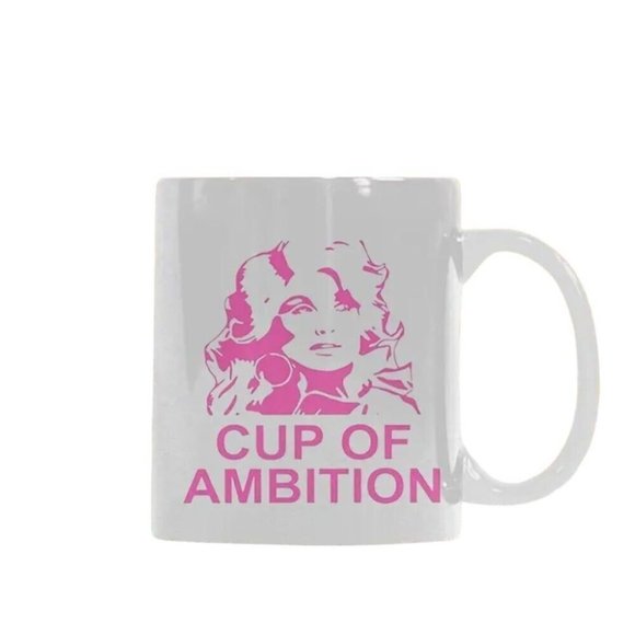 NEW Dolly Parton Cup of Ambition Ceramic Coffee Tea Mug Pink + White - Picture 3 of 4